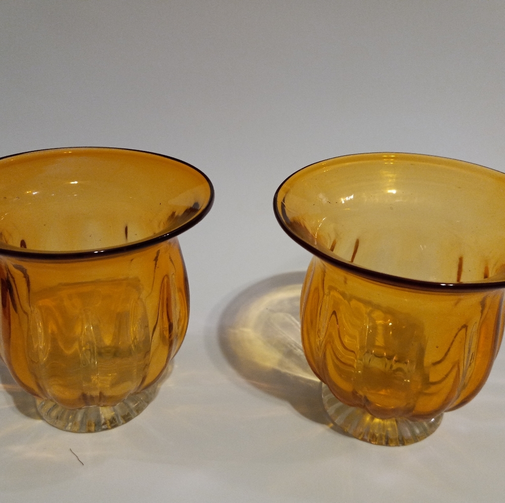 Vintage MCM Hand Blown Candle Holders
